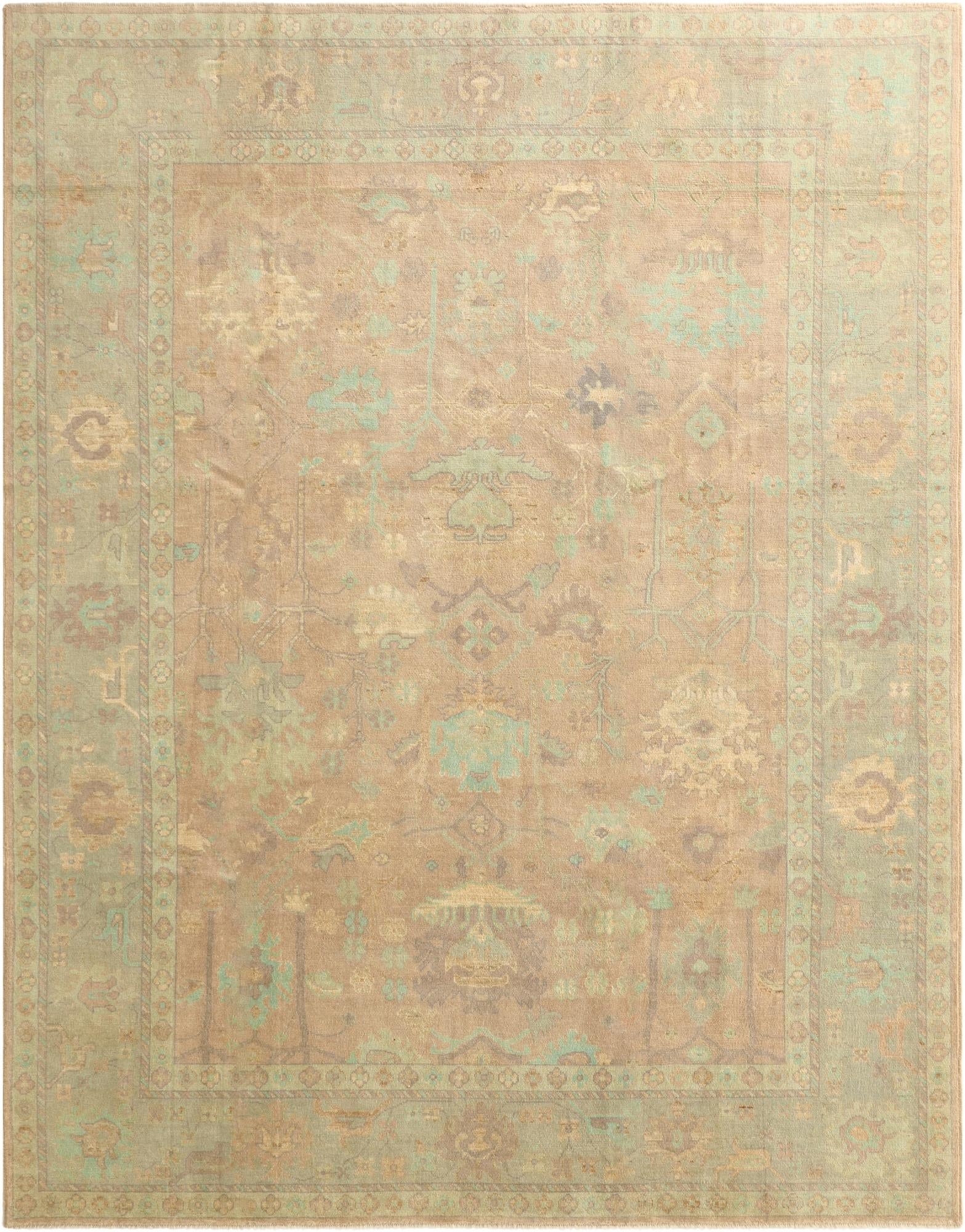 9' 3 x 12' Hand Knotted Oushak Wool Rug