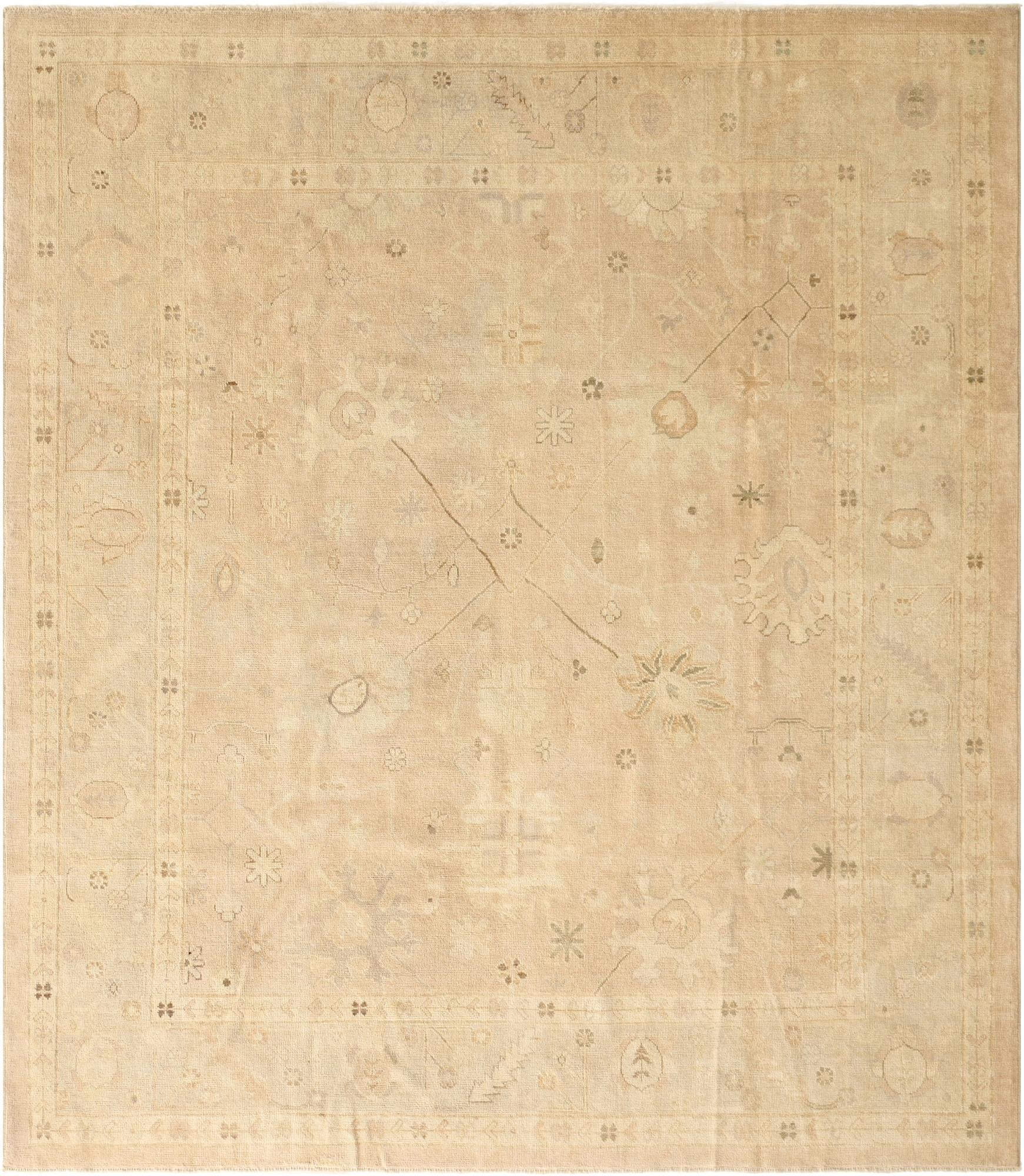 8' 6 x 9' 9 Hand Knotted Oushak Wool Rug