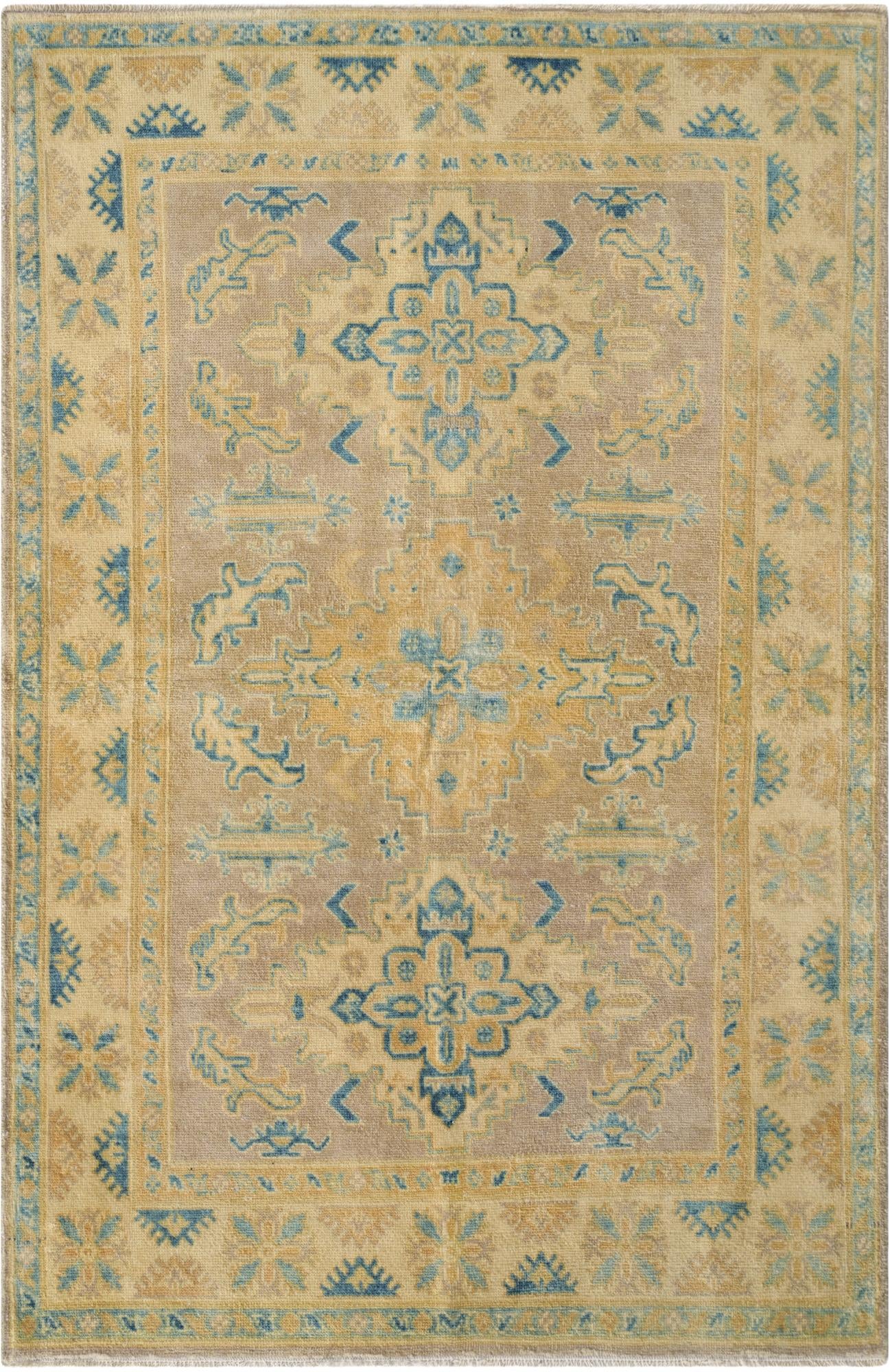  3' 11 x 6'  Hand Knotted Oushak Wool Rug
