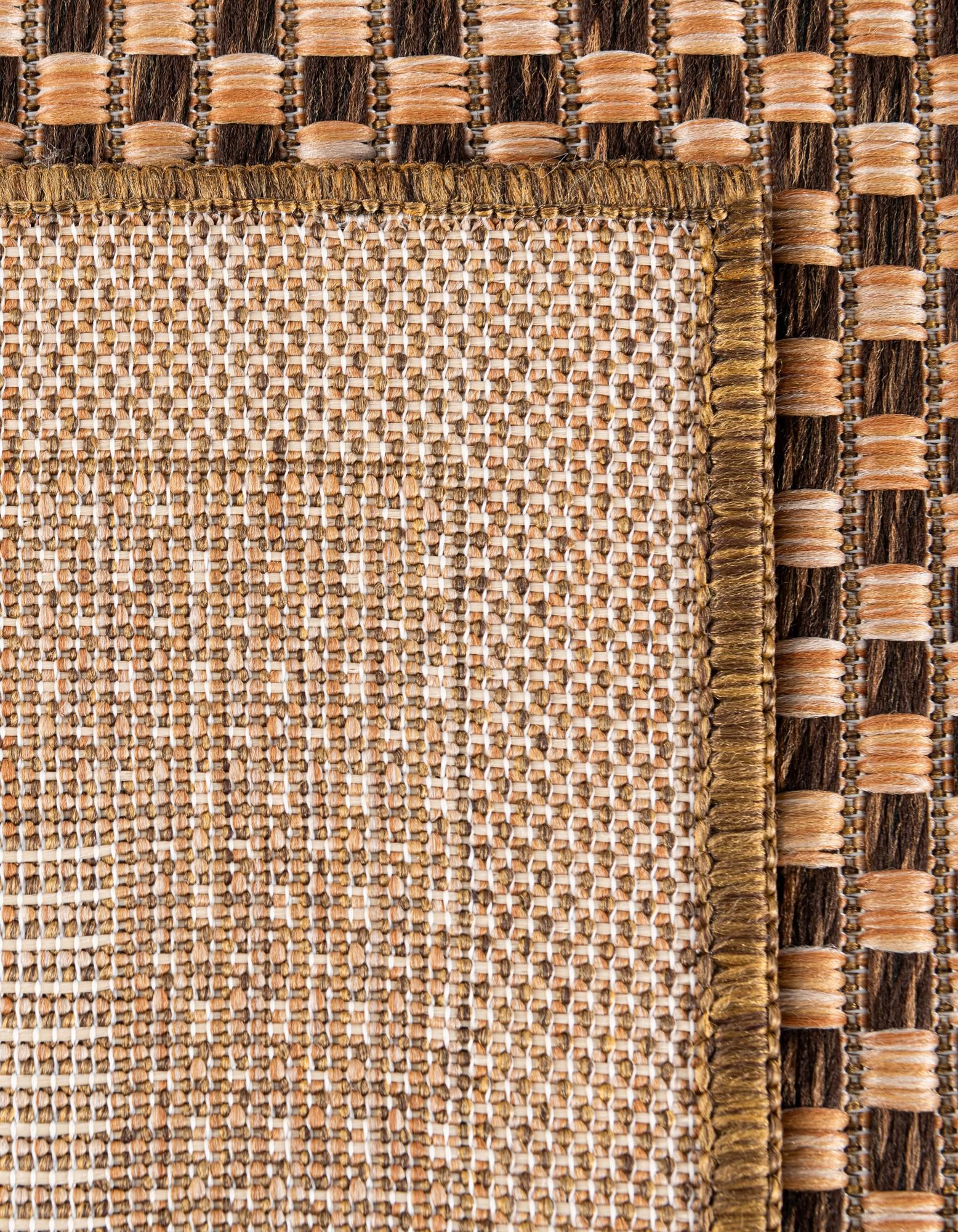 Light Brown 5' 3 x 8' Border Indoor / Outdoor Rug | Rugs.com