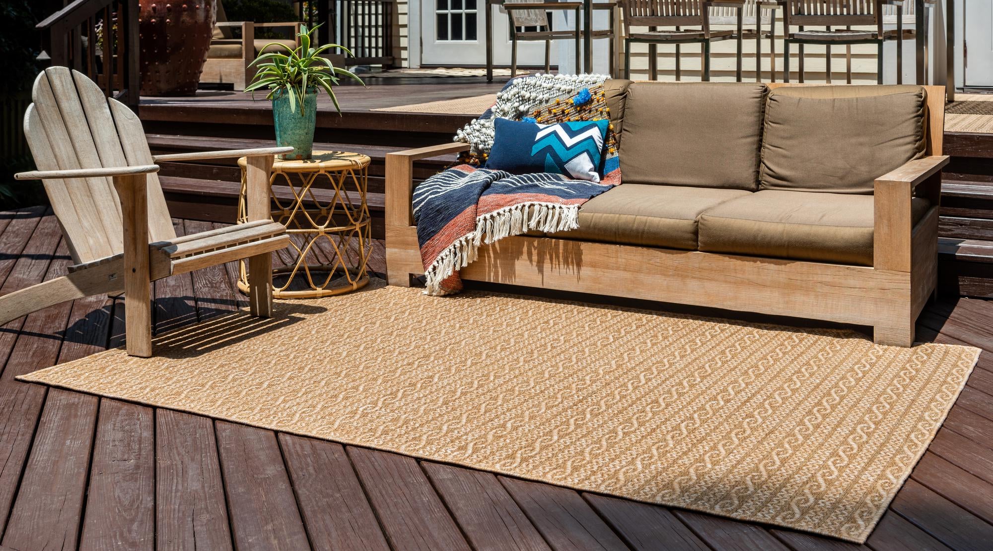 Light Brown 8' x 11' 4 Modern Indoor / Outdoor Rug | Rugs.com