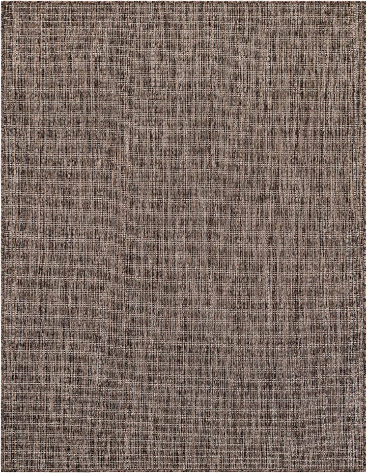 A 5x7 rectangular brown and tan flatweave rug with a subtle textured pattern, suitable for indoor or outdoor use.