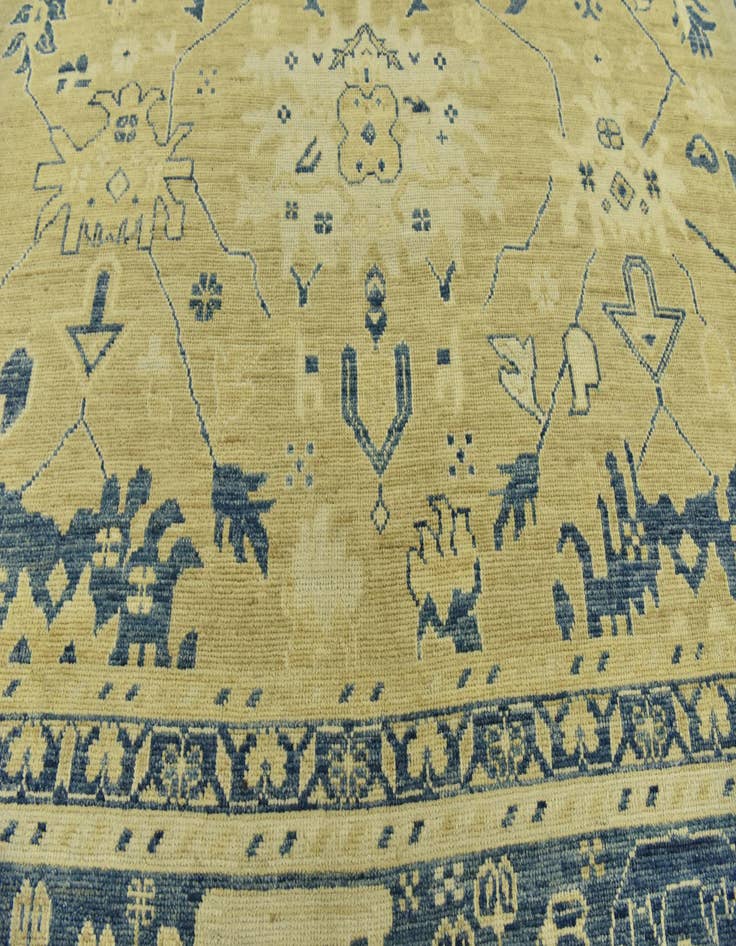 Detail image of  10' 5 x 14' 3  Hand Knotted Peshawar Ziegler Wool Rug