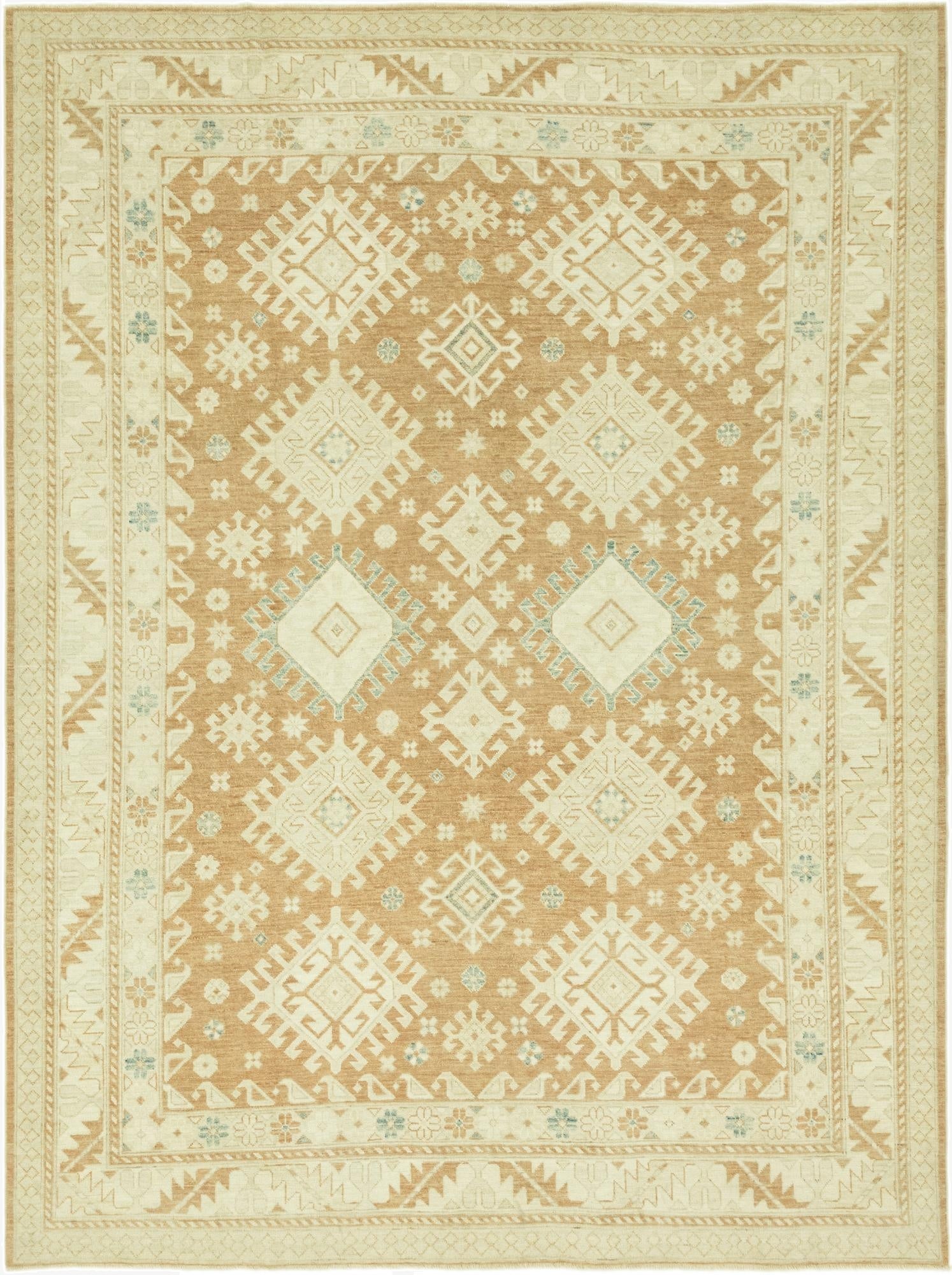  9' 6 x 12' 6  Hand Knotted Peshawar Ziegler Wool Rug