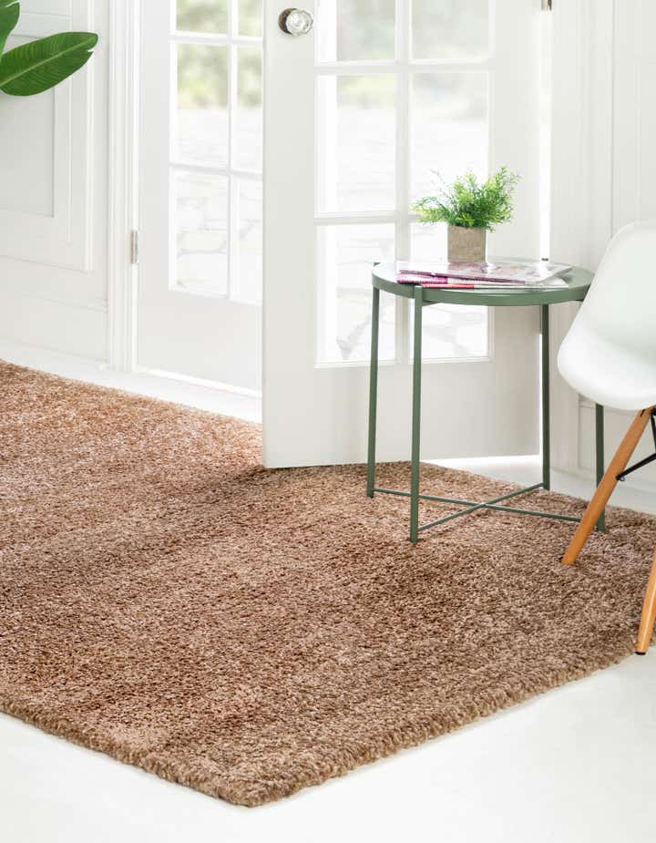 Light Brown 5' 3 x 7' 7 Solid Frieze Rug | Rugs.com