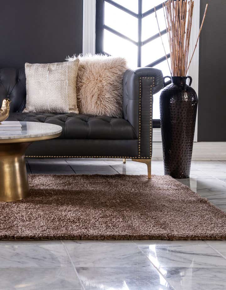 Light Brown 5' 3 x 7' 7 Solid Frieze Rug | Rugs.com