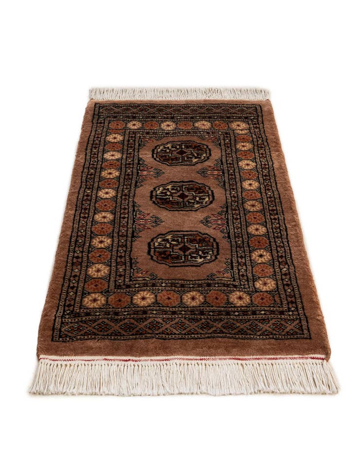 Detail image of  1' 10 x 3' 4  Hand Knotted Torkaman Persian Wool Rug