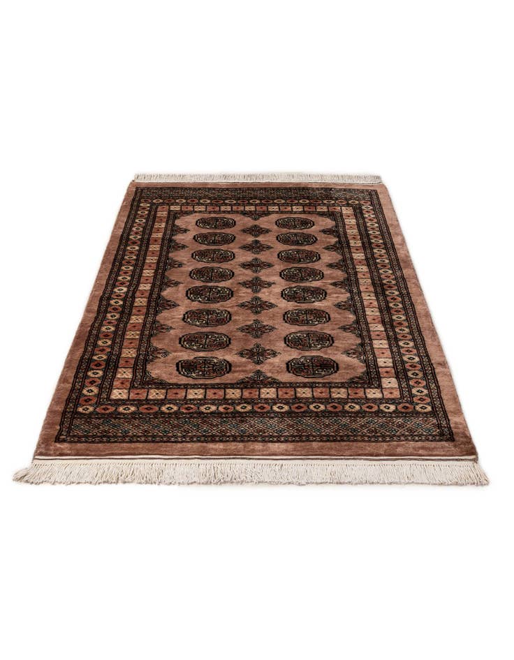 Detail image of  4' 3 x 6' 3  Hand Knotted Torkaman Persian Wool Rug