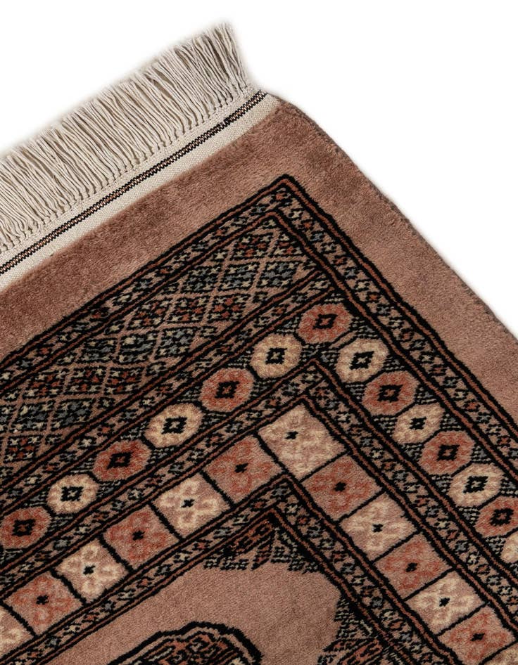 Detail image of  4' 3 x 6' 3  Hand Knotted Torkaman Persian Wool Rug