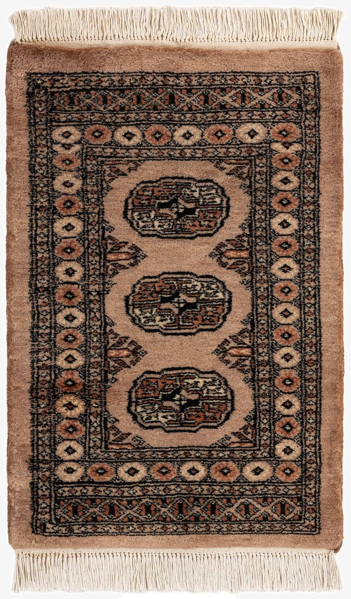  2' x 3'  Hand Knotted Torkaman Persian Wool Rug