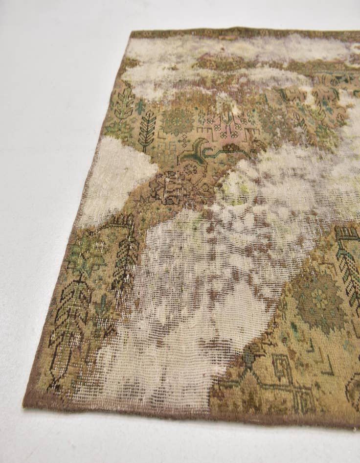 Detail image of  4' 6 x 7' 3  Hand Knotted Ultra Vintage Persian Wool Rug