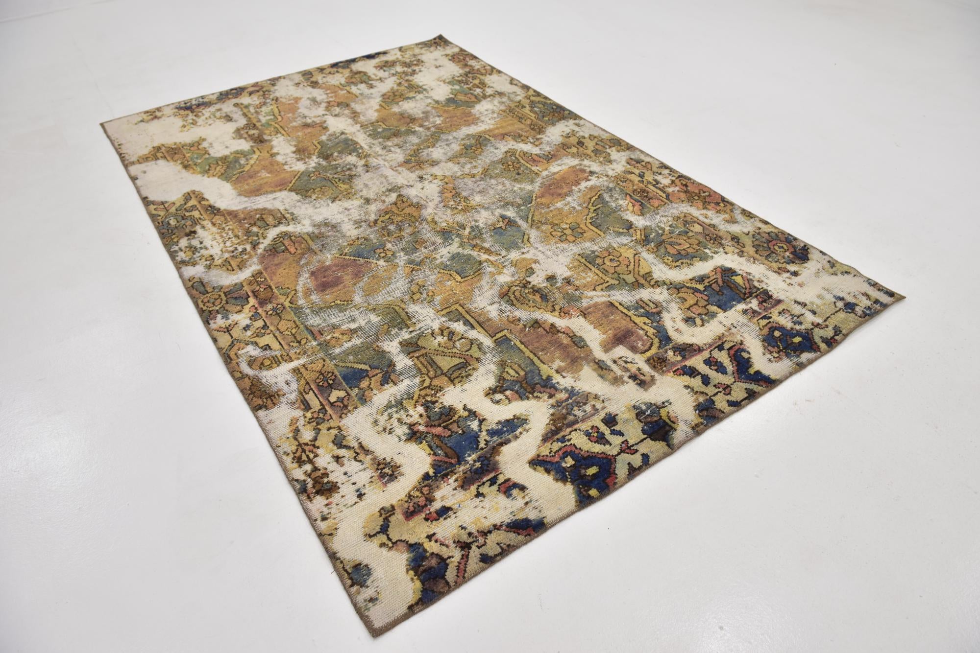  5' 10 x 9'  Hand Knotted Ultra Vintage Persian Wool Rug