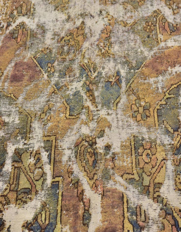 Detail image of  5' 10 x 9'  Hand Knotted Ultra Vintage Persian Wool Rug