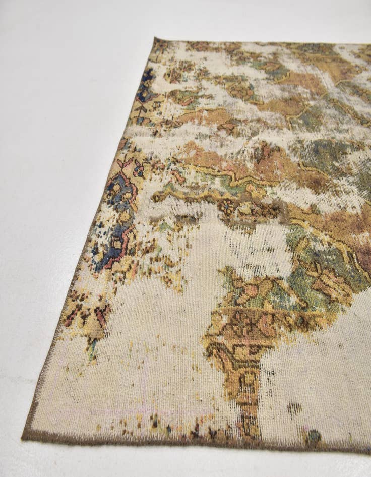 Detail image of  5' 10 x 9'  Hand Knotted Ultra Vintage Persian Wool Rug