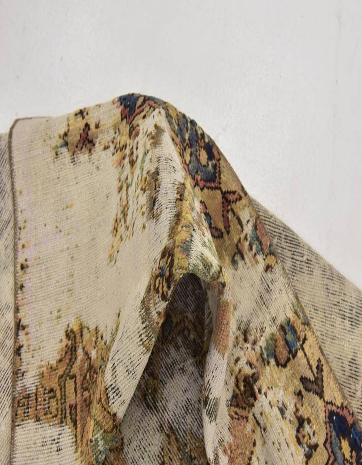 Detail image of  5' 10 x 9'  Hand Knotted Ultra Vintage Persian Wool Rug