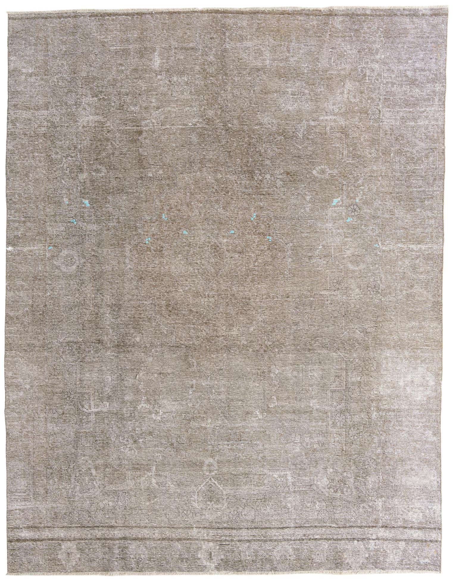 A 9x11 rectangular Ultra Vintage wool rug in browns and tans with a distressed Persian pattern.