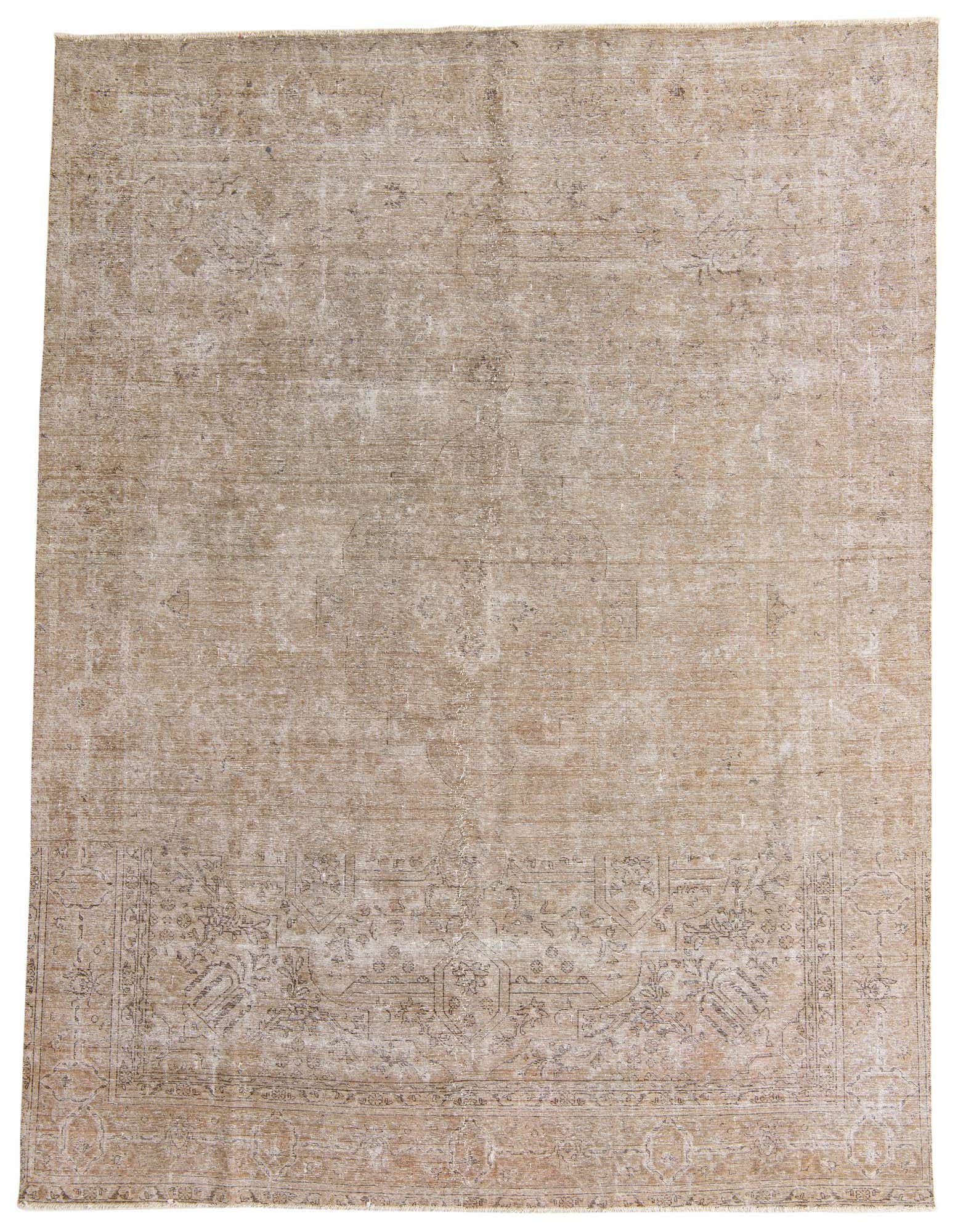 A large 10x12 rectangular Ultra Vintage wool rug in shades of brown and tan, featuring a distressed Persian-style pattern.