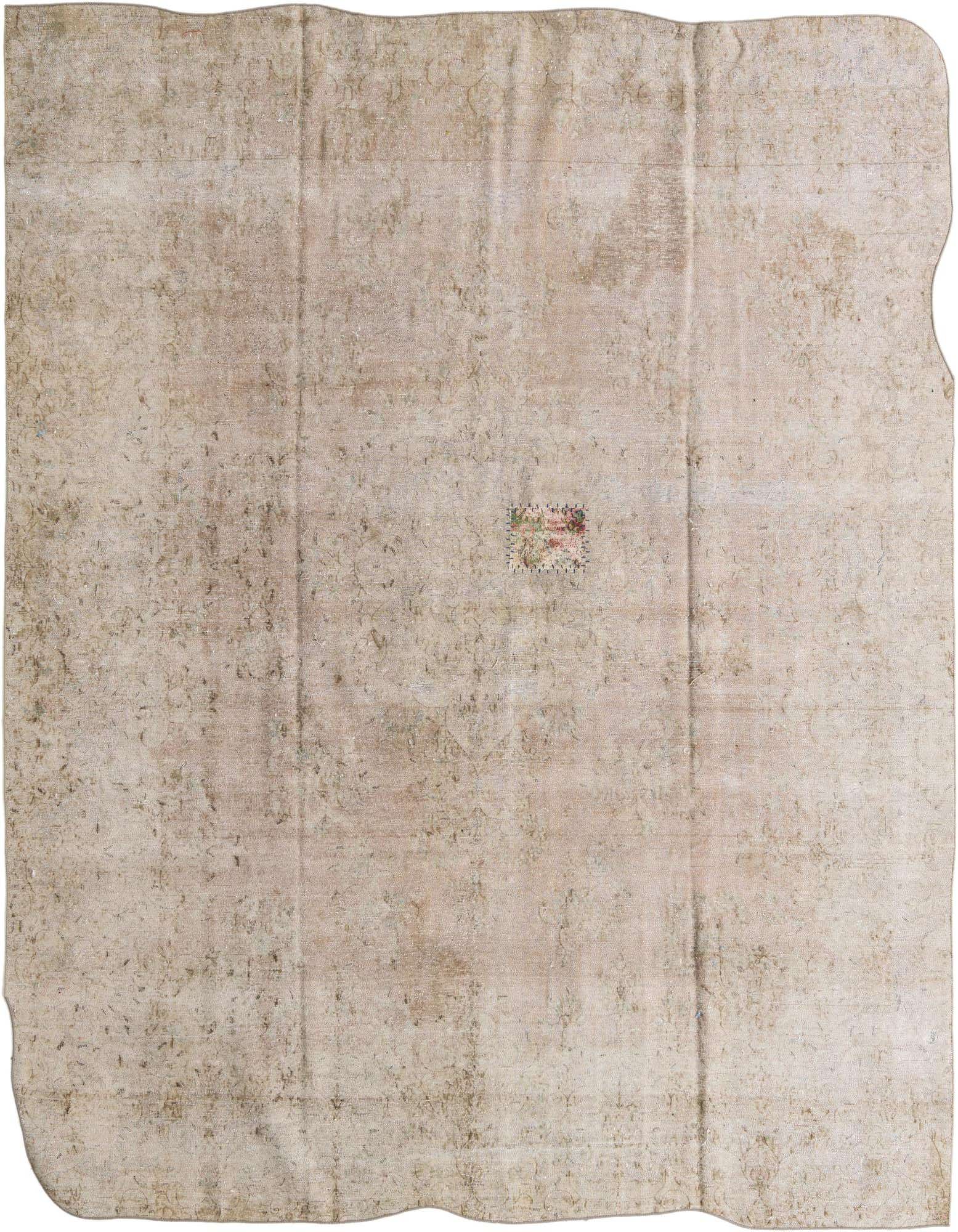 A 9x11 rectangular Ultra Vintage wool rug in shades of brown and tan, featuring a distressed Persian pattern.