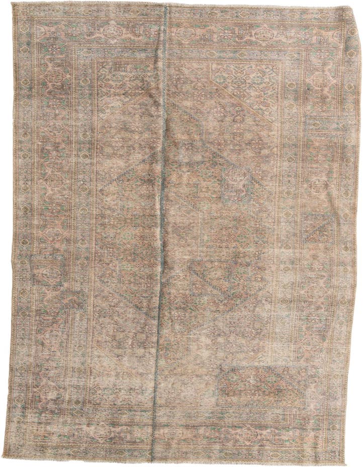  6' 5 x 9' 3  Hand Knotted Ultra Vintage Persian W...