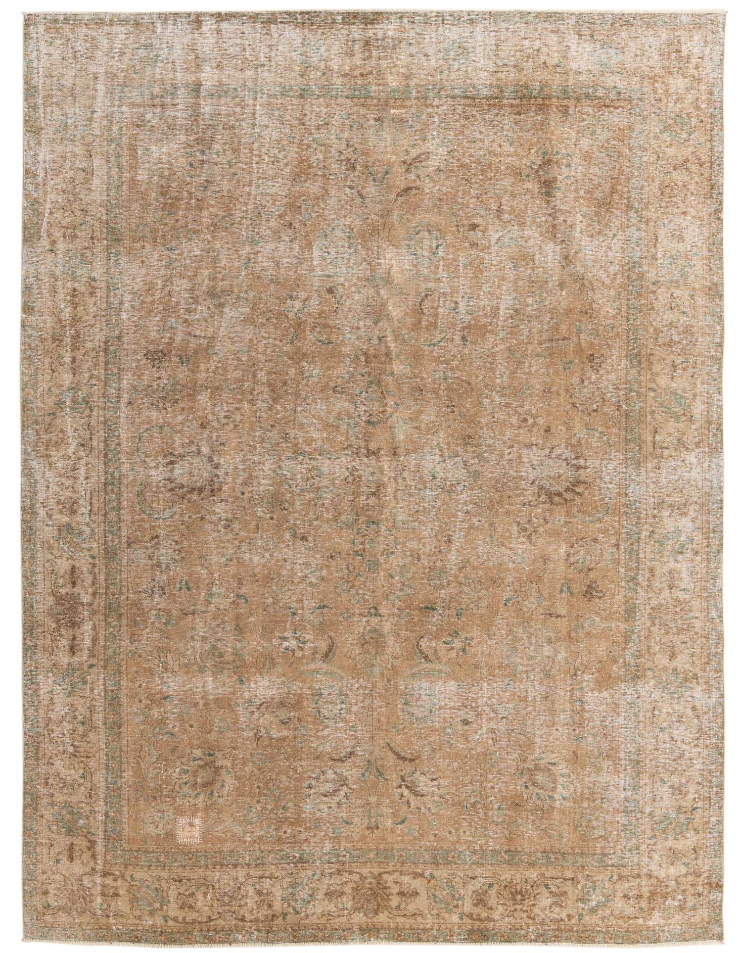 A 7x10 rectangular Ultra Vintage rug with a distressed brown and tan Persian pattern, suitable for a living room.