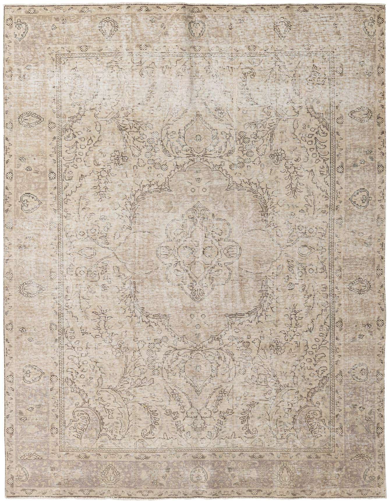 A 6x9 rectangular brown and tan Persian-style rug with a distressed medallion pattern, ideal for a living room.