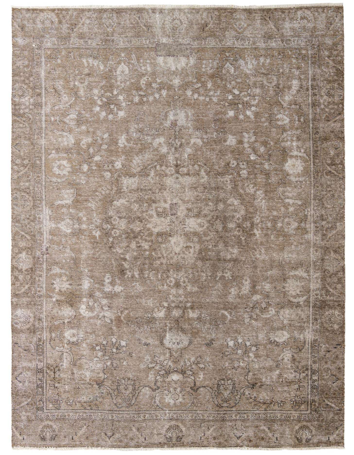 A 9x12 rectangular Ultra Vintage rug in shades of brown and tan, featuring a distressed Persian medallion pattern.