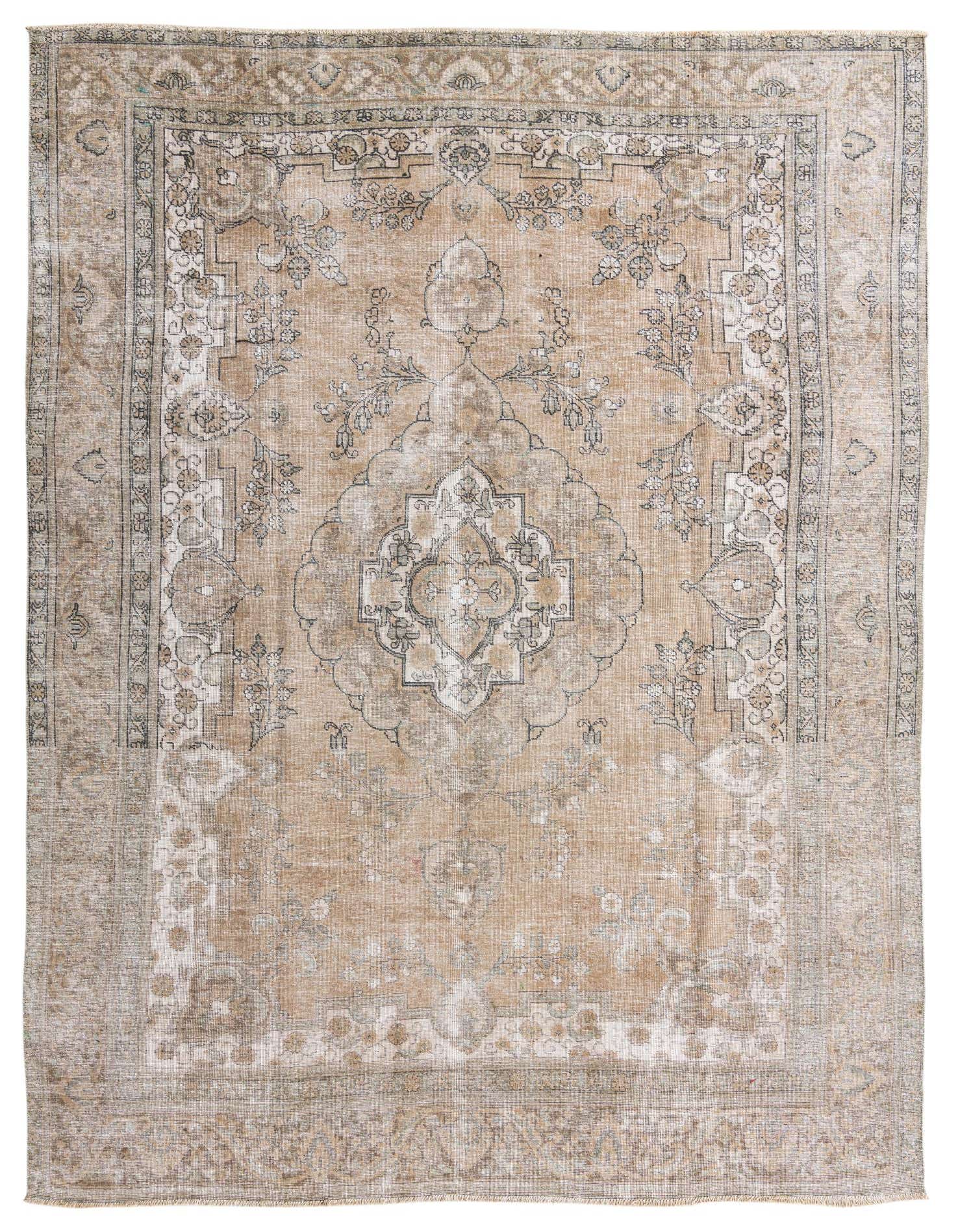 An 8x11 rectangular Ultra Vintage rug with a faded Persian medallion pattern in shades of brown and tan.