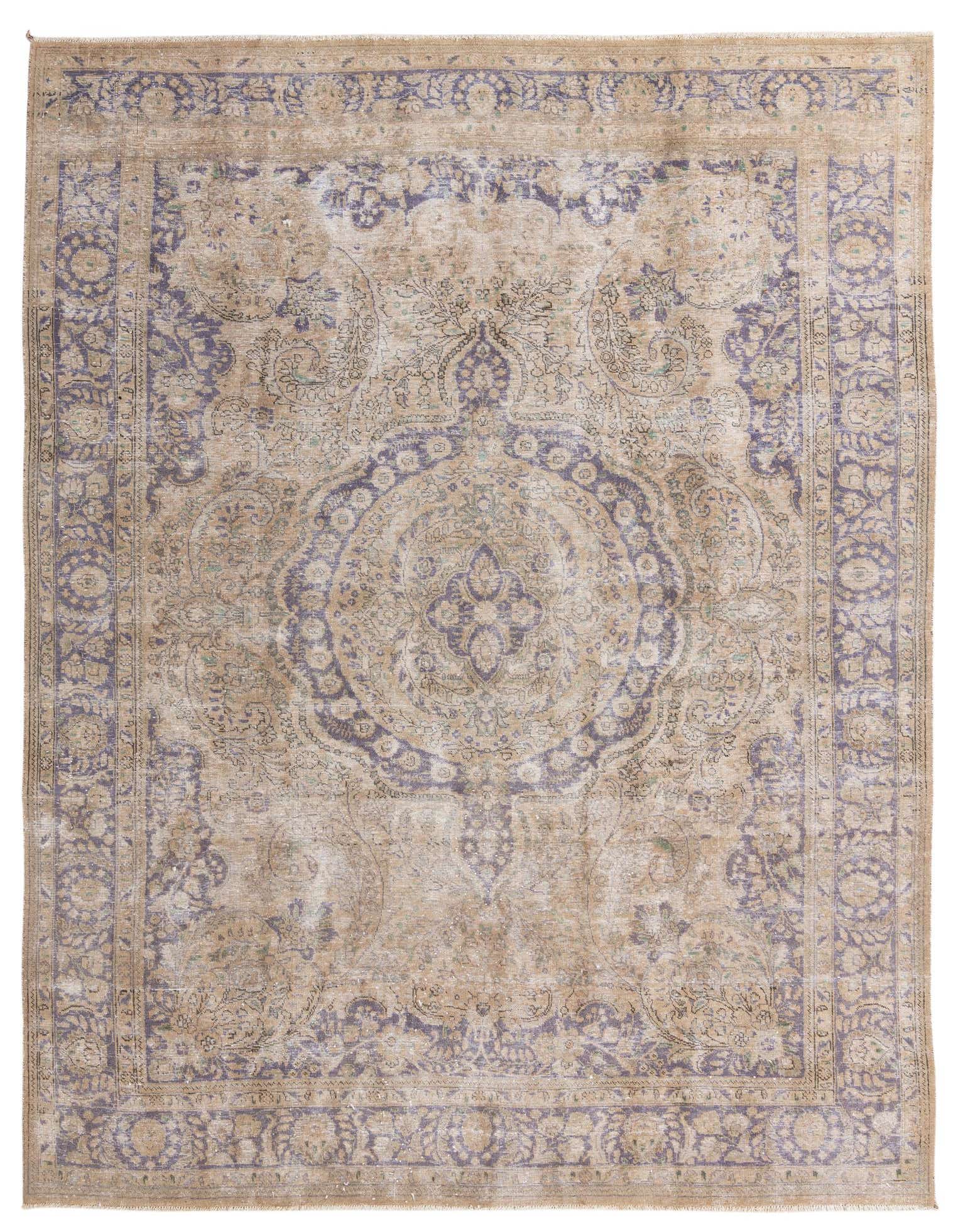 An 8x11 rectangular Ultra Vintage rug featuring a faded brown and tan Persian medallion pattern with hints of purple.