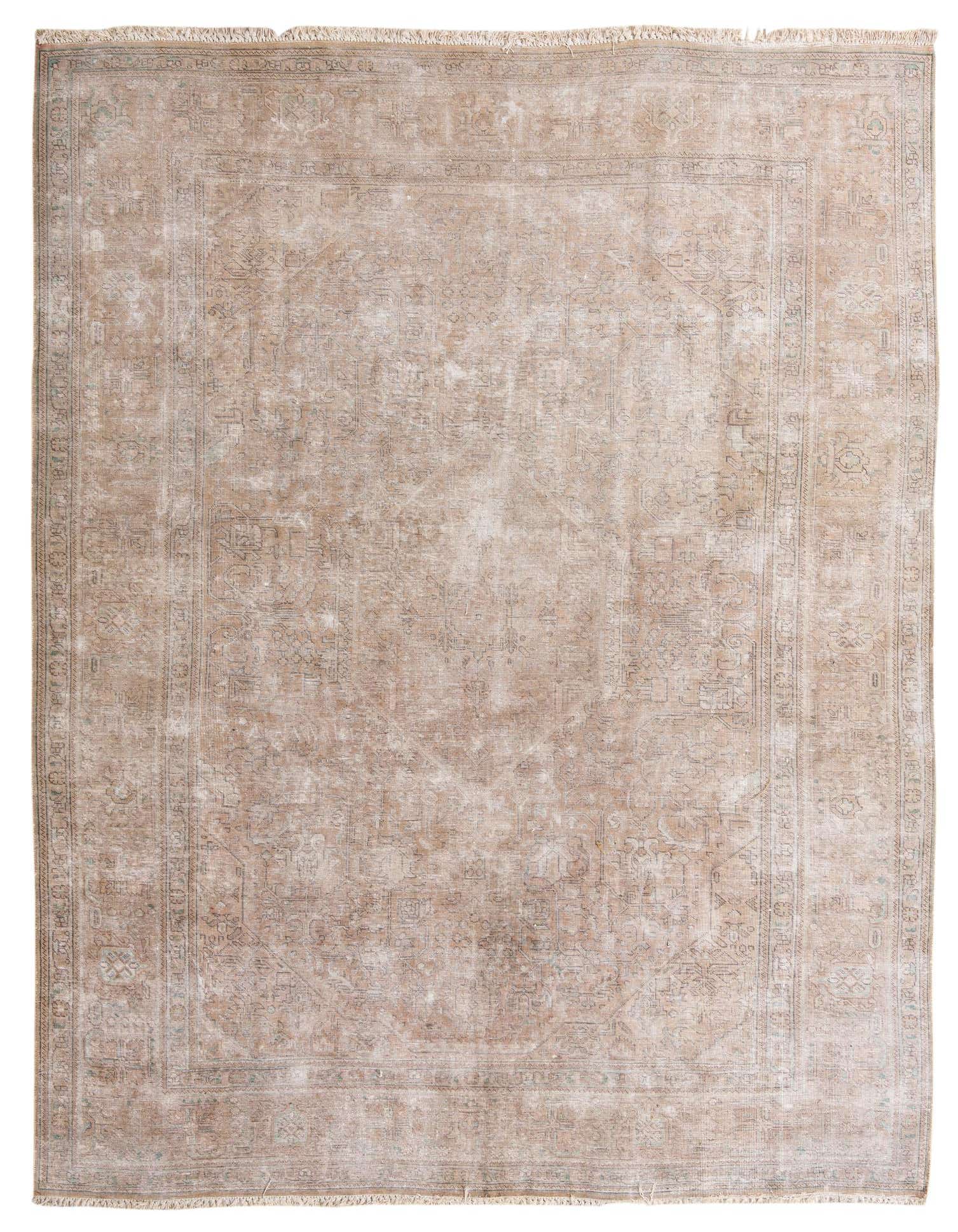 A large 9x12 rectangular Ultra Vintage wool rug in shades of brown and tan, featuring a faded Persian-inspired pattern.