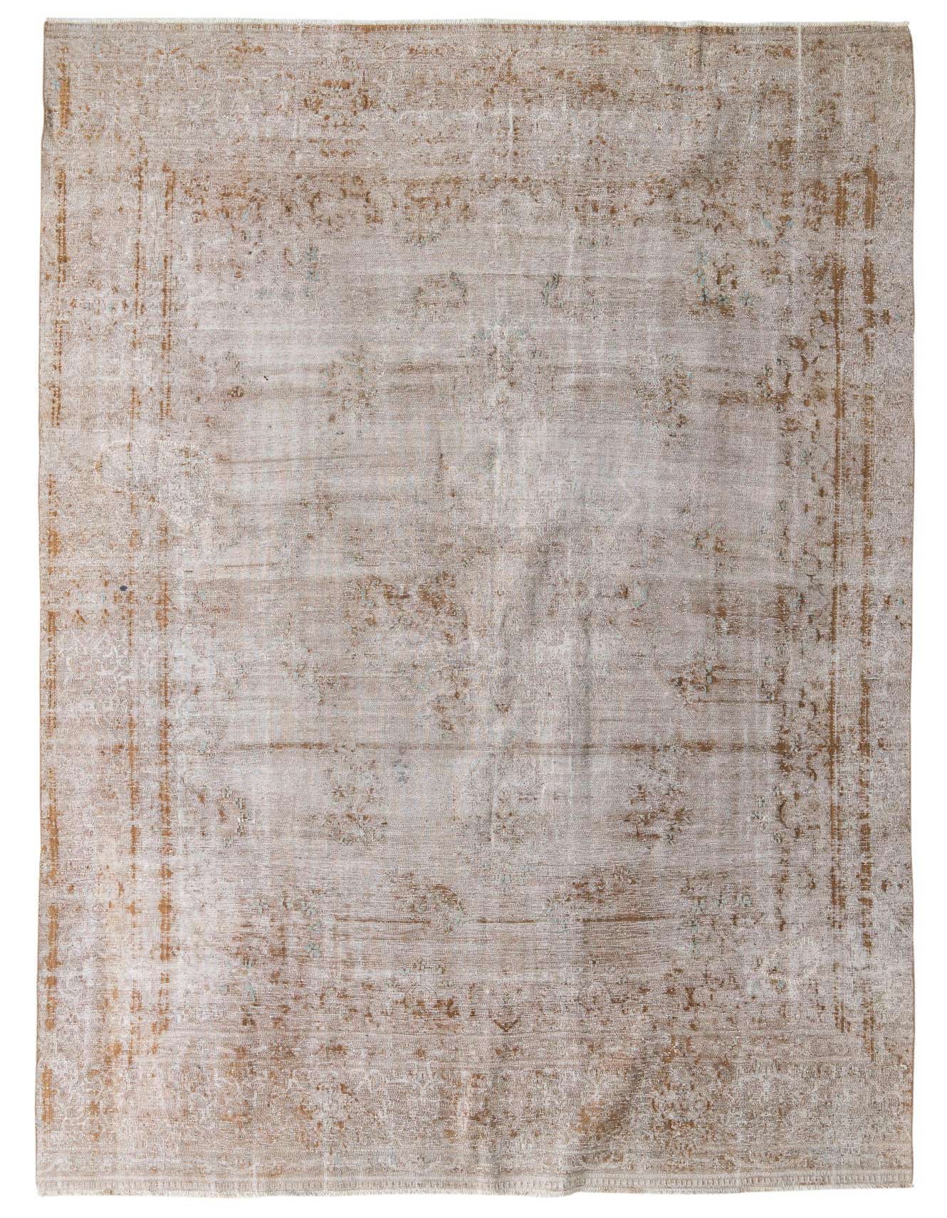 An 8x12 rectangular brown and tan Persian-style rug with a distressed vintage medallion pattern, suitable for an indoor living space.