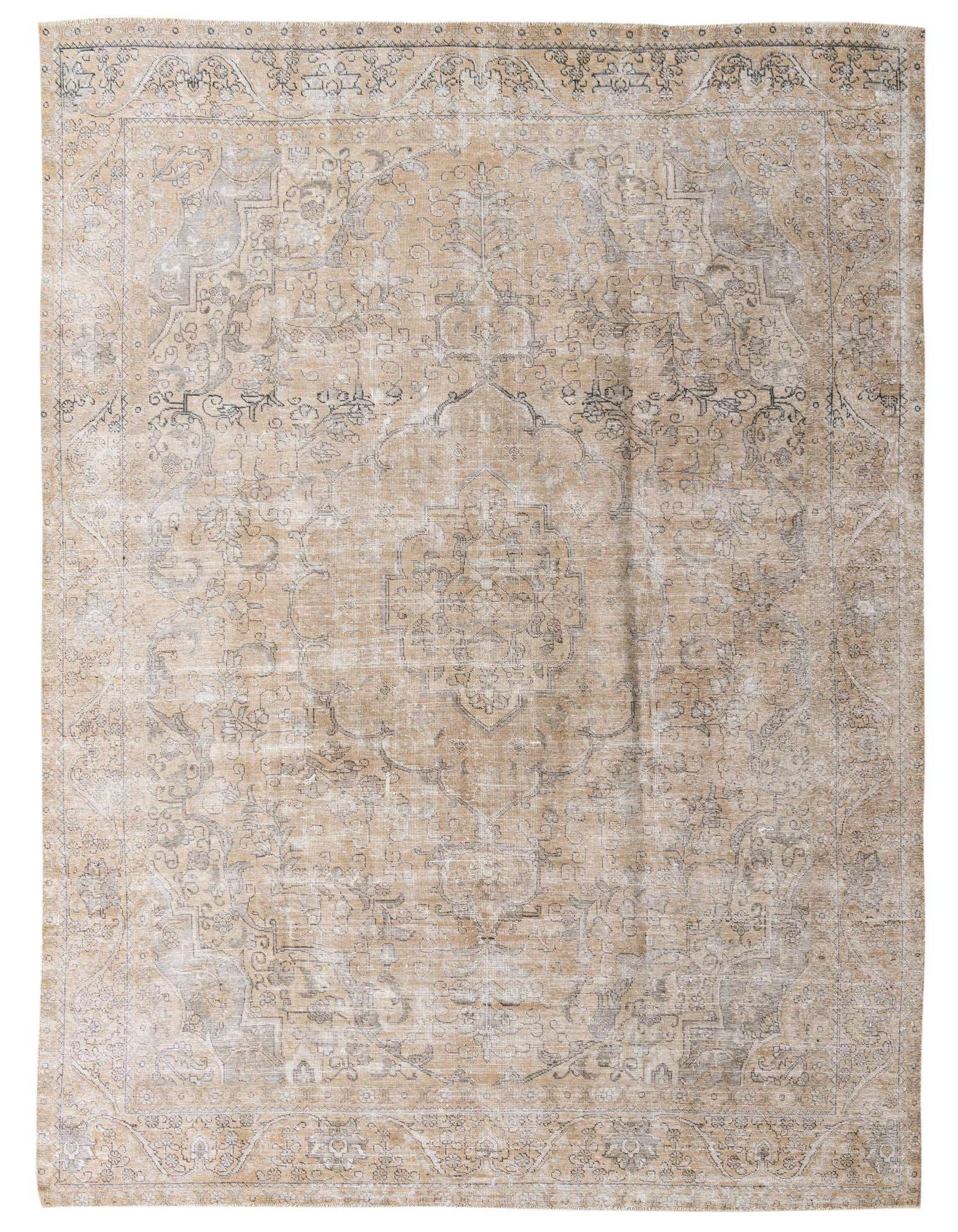 A 9x12 rectangular brown and tan Persian-style wool rug with a faded medallion pattern, suitable for a living room.