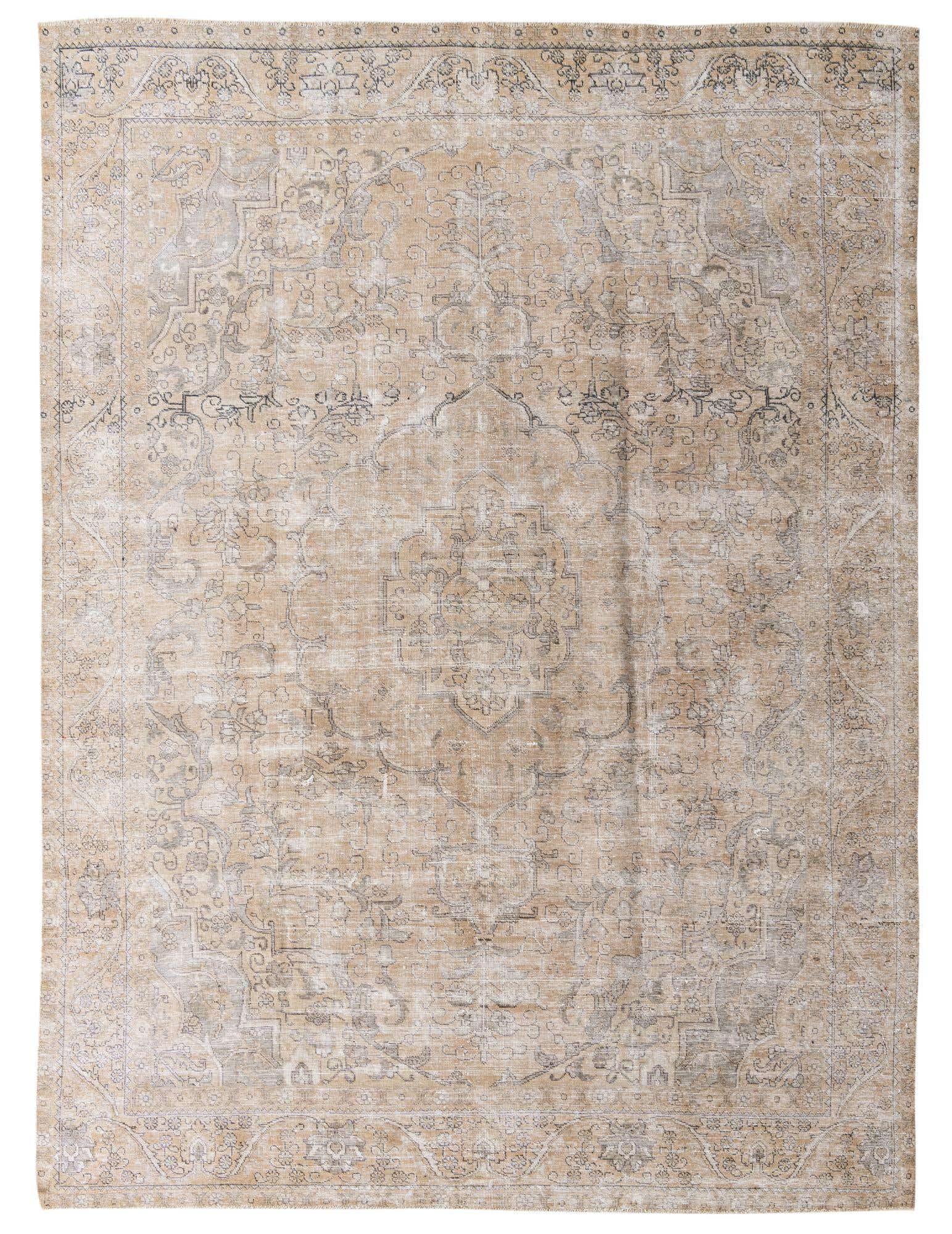 A 9x12 rectangular brown and tan Persian-style wool rug with a faded medallion pattern, suitable for a living room.