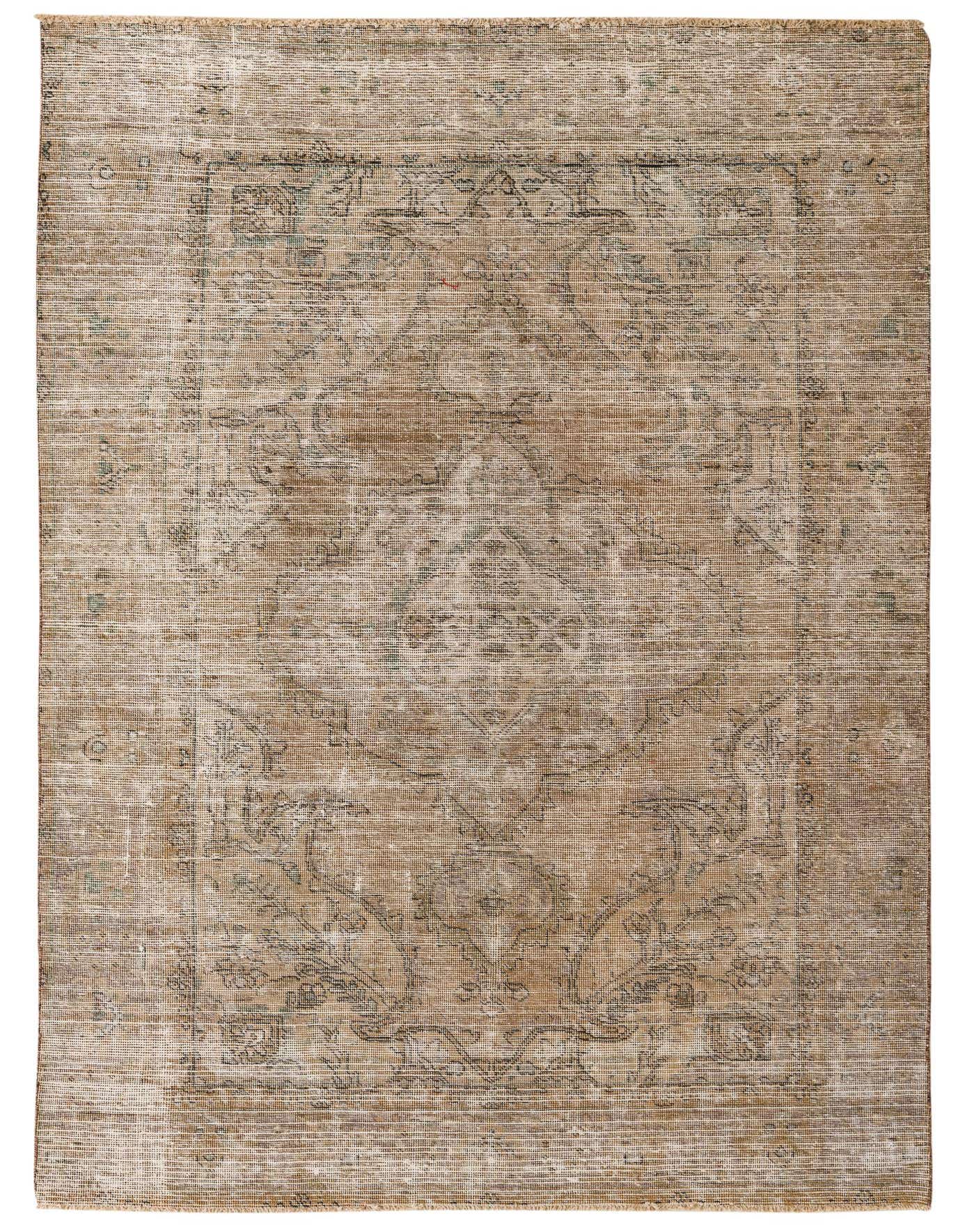 A 6x9 rectangular Ultra Vintage wool rug in shades of brown and tan, featuring a distressed Persian medallion pattern.
