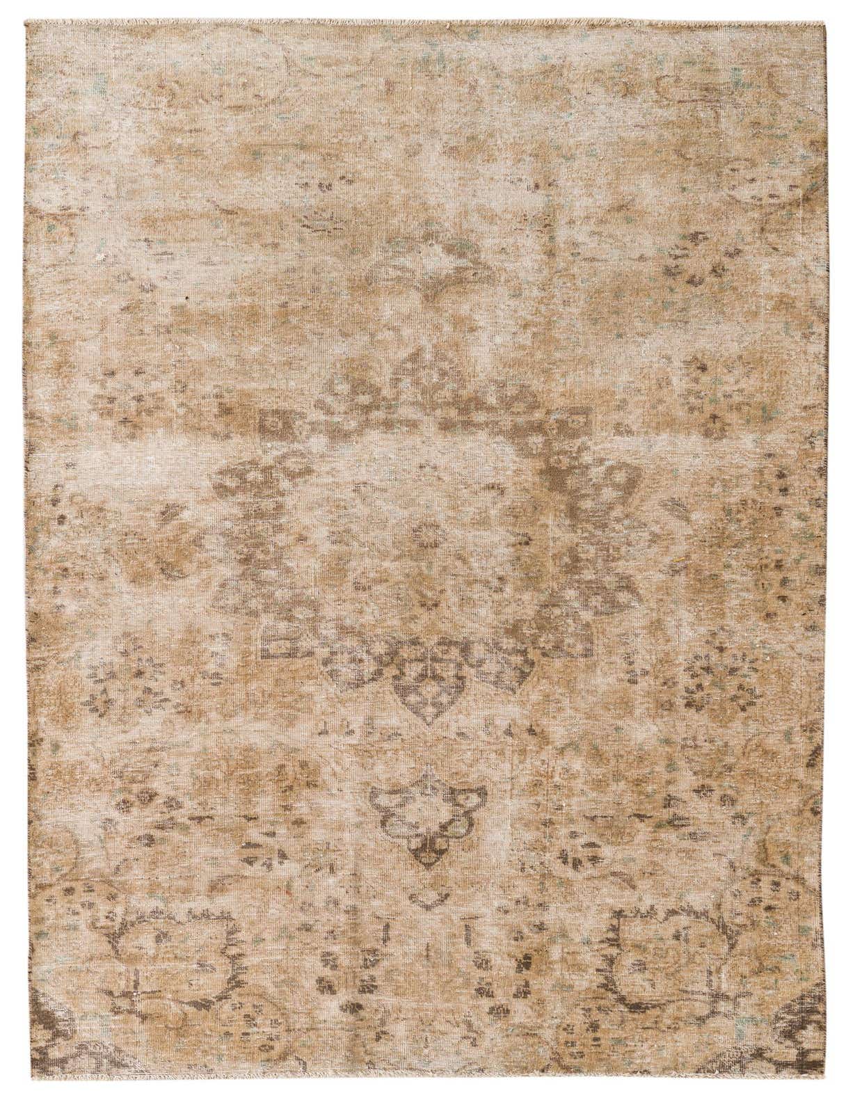 A 5x8 rectangular Ultra Vintage wool rug in browns and tans with a distressed Persian medallion pattern.