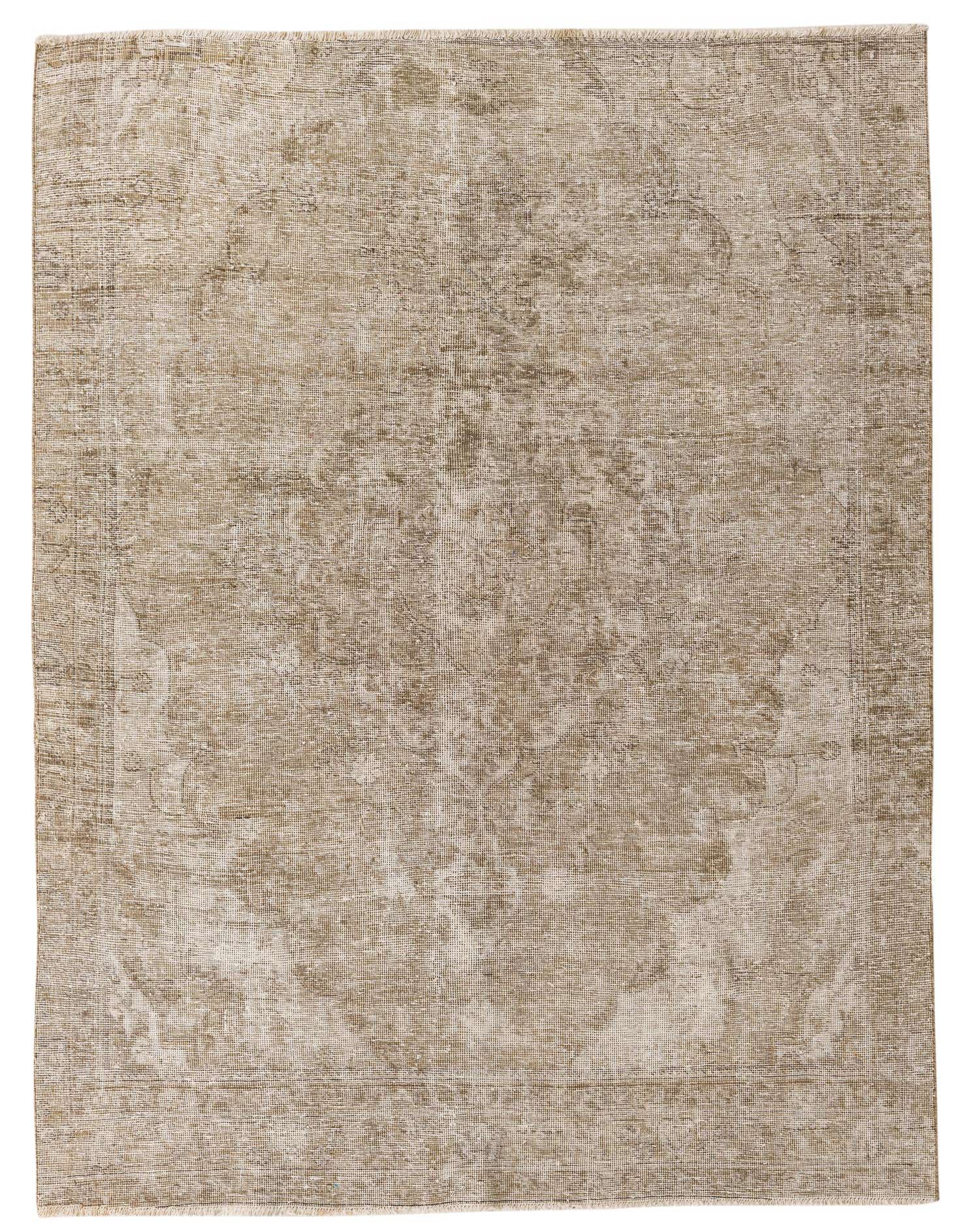 A 6x9 rectangular brown and tan wool area rug with a faded Persian medallion pattern, suitable for a living room.