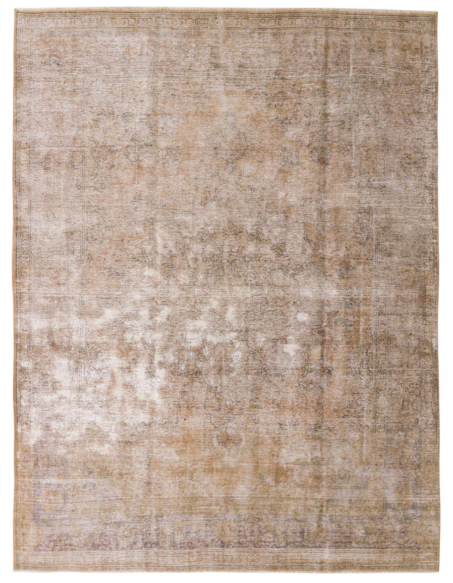 A 9x12 rectangular Ultra Vintage wool rug in browns and tans with a faded Persian medallion pattern.