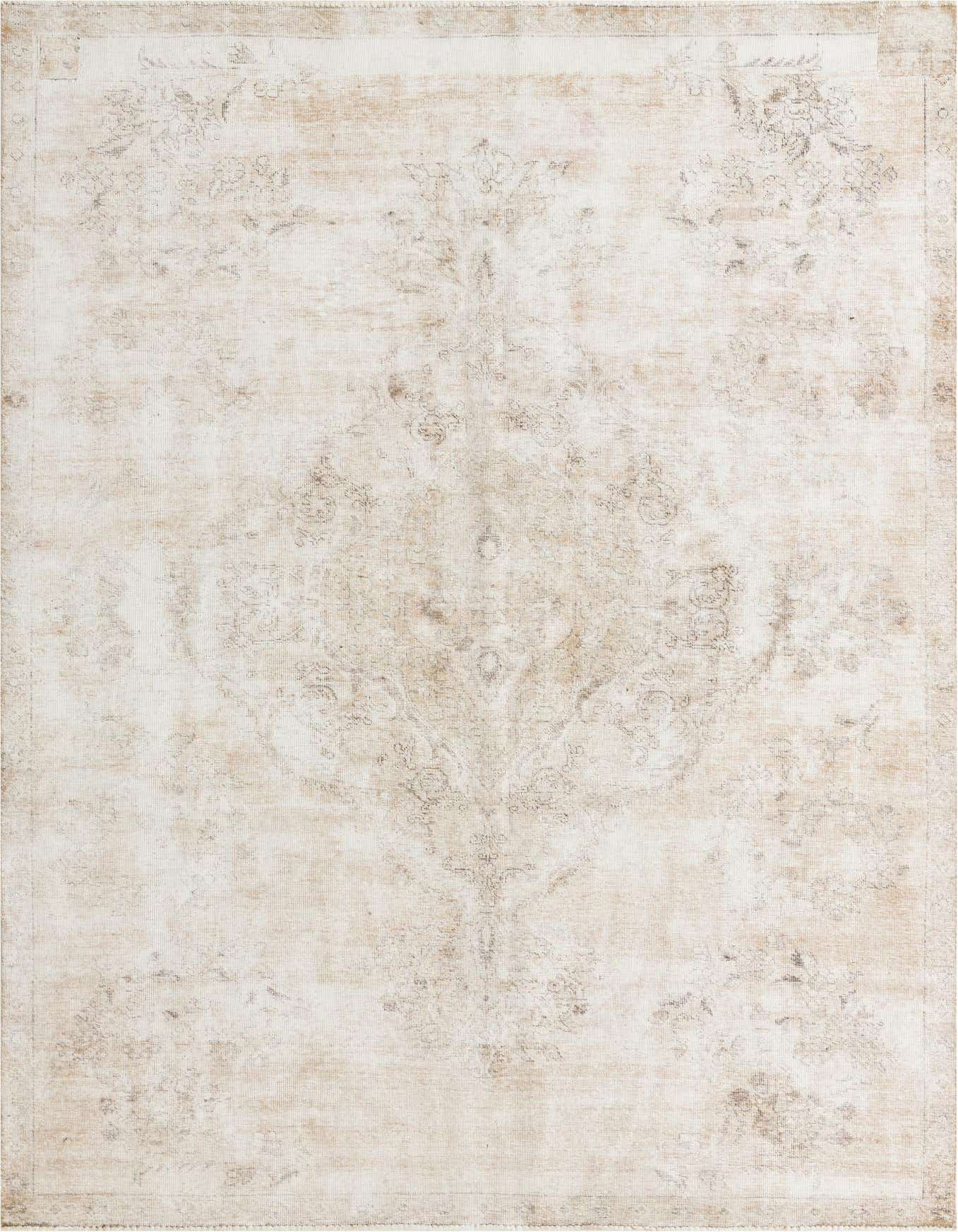 A 7x10 rectangular Rugs.com Ultra Vintage rug with a faded brown and tan Persian medallion pattern, suitable for a living room.