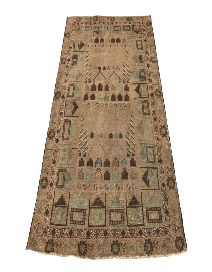 Detail image of  3' 8 x 5' 9  Hand Knotted Ultra Vintage Persian Wool Rug