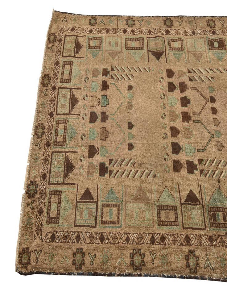 Detail image of  3' 8 x 5' 9  Hand Knotted Ultra Vintage Persian Wool Rug