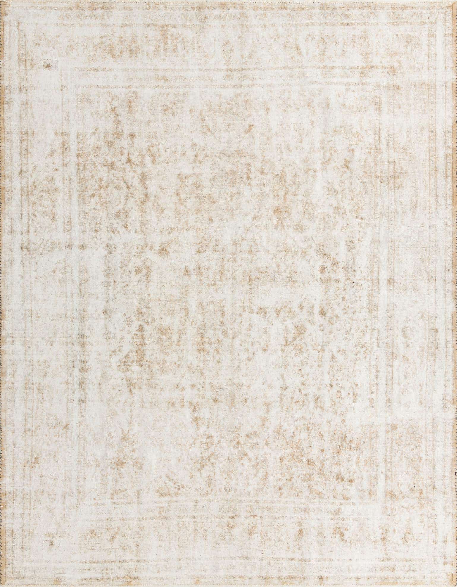 A 9x12 rectangular Ultra Vintage rug in shades of brown and tan, featuring a distressed Persian medallion pattern.