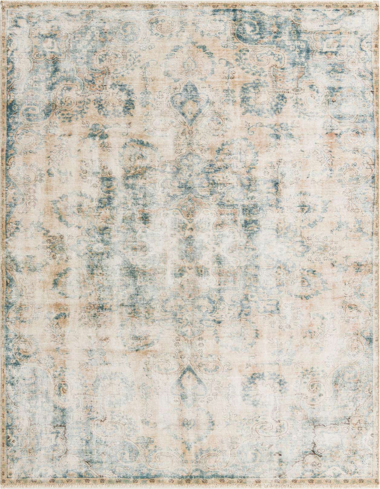 A 6x9 rectangular Ultra Vintage rug featuring a distressed Persian medallion pattern in shades of brown and tan.