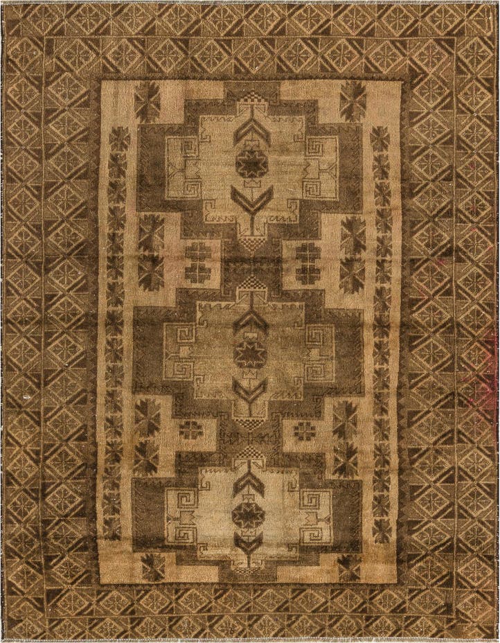  3' 10 x 7'  Hand Knotted Ultra Vintage Persian W...