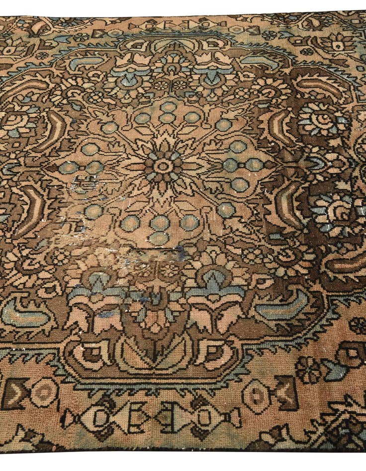 Detail image of  5' 8 x 8' 9  Hand Knotted Ultra Vintage Persian Wool Rug