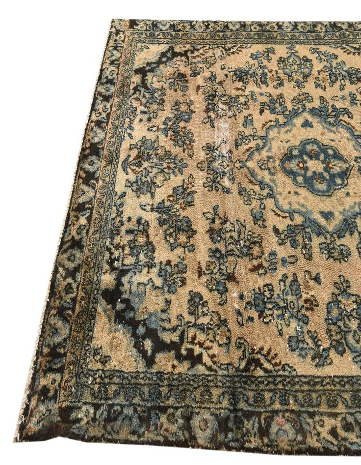 Detail image of  6' 1 x 9'  Hand Knotted Ultra Vintage Persian Wool Rug