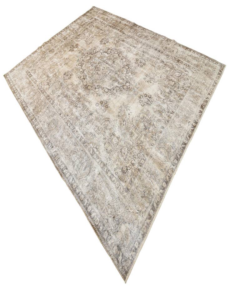 Detail image of  9' 6 x 13'  Hand Knotted Ultra Vintage Persian Wool Rug