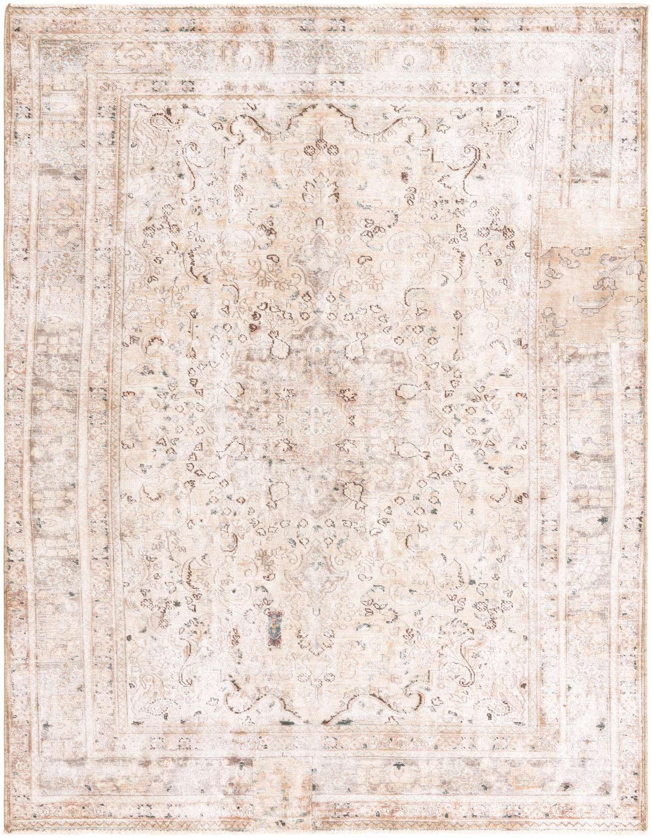 A 6x9 rectangular Rugs.com Ultra Vintage rug in browns and tans, featuring a distressed Persian medallion pattern.