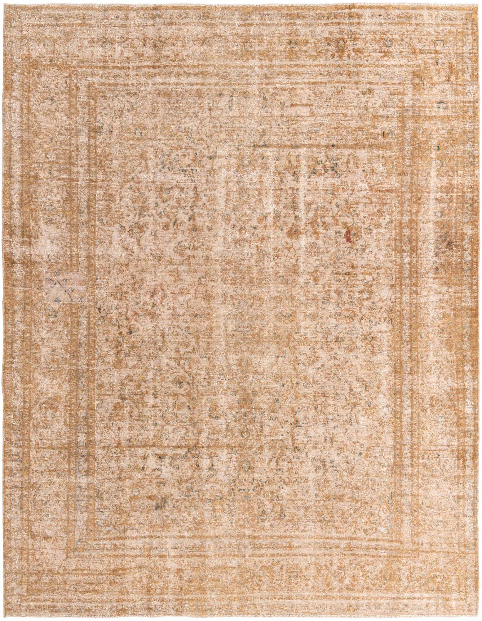 A 10x12 rectangular Ultra Vintage rug in shades of brown and tan, featuring a distressed Persian medallion pattern.