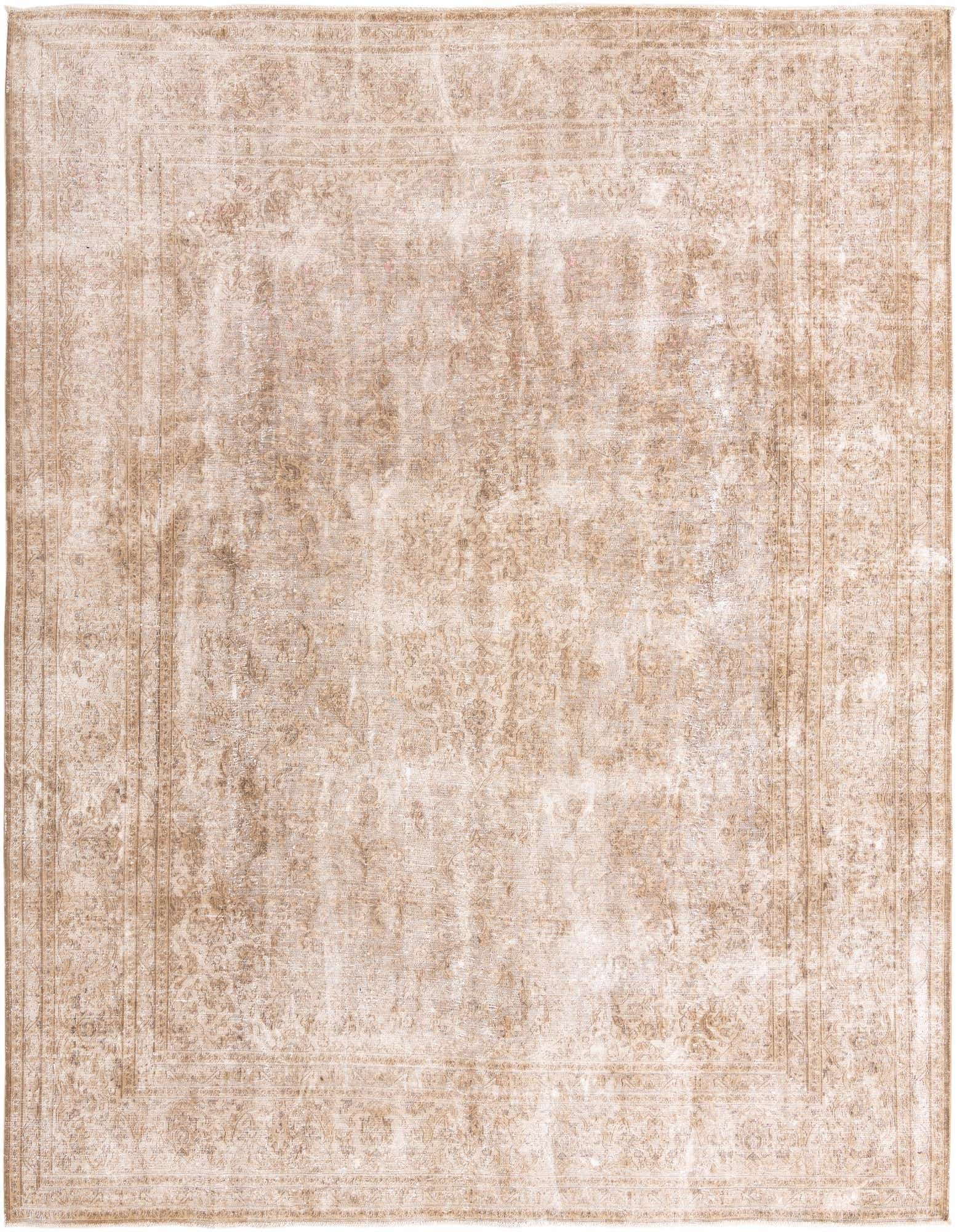 A 10x12 rectangular Ultra Vintage rug in browns and tans, featuring a distressed Persian medallion pattern.