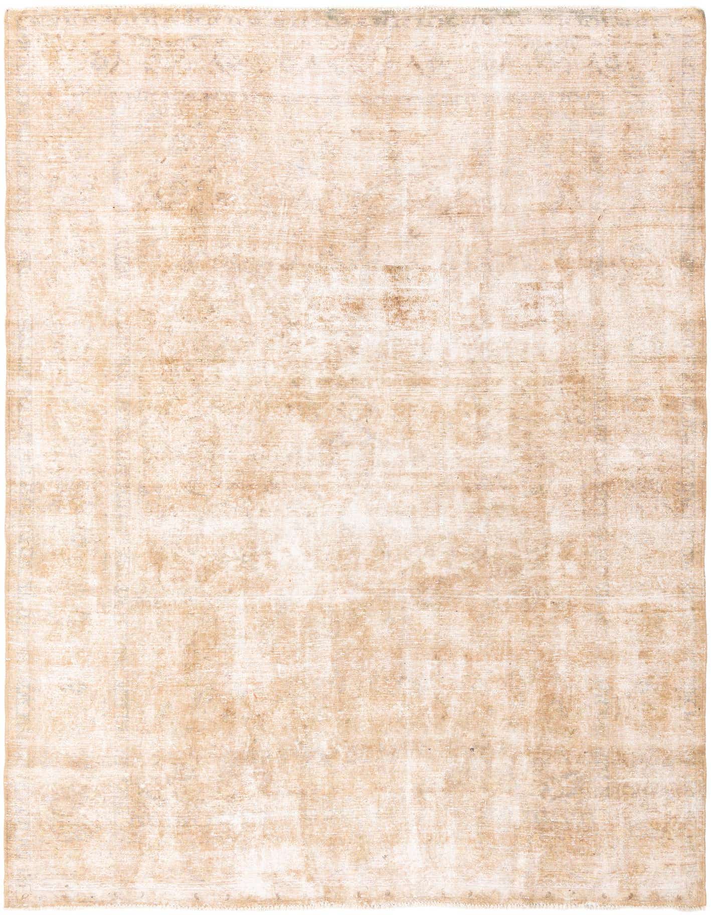 A 9x12 rectangular Ultra Vintage rug in varying shades of brown and tan with a subtle distressed Persian medallion pattern.