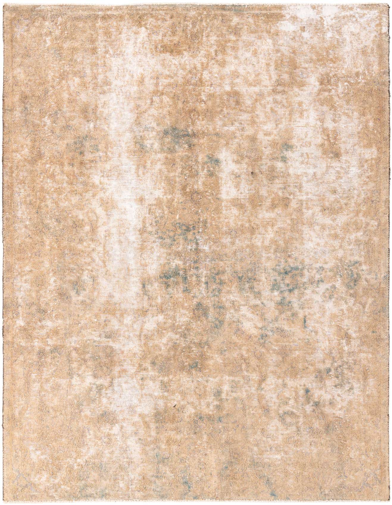 A 6x9 rectangular Ultra Vintage wool rug in shades of brown and tan with a faded Persian medallion pattern.